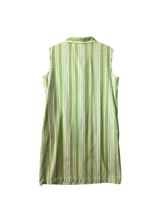 Vintage 60's Womens Dress Handmade Green White Stripe Sleeveless Shift 14 16 - Picture 12 of 15